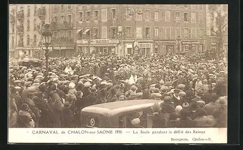 AK Chalon-sur-Saone, Carnaval 1930, La foule pendant le défilé des Reines, Fasching