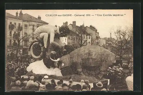 AK Chalon-sur-Saone, Carnaval 1931, Une Corrida imprévue, Fasching