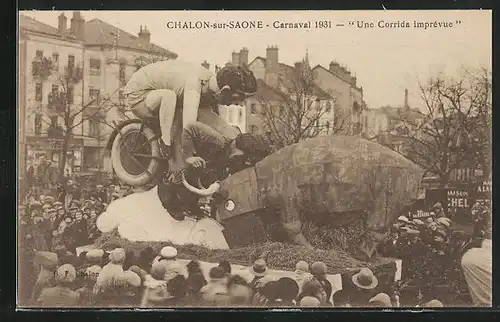 AK Chalon-sur-Saone, Carnaval 1931, Une Corrida imprévue, Fasching