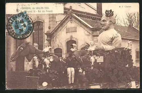 AK Chalon-sur-Saone, Carnaval 1924, S. M. Carnaval Xi, Roi du Pinard, Fasching