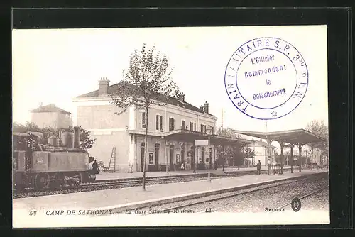 AK Camp de Sathonay, La Gare Sathonay-Rillieux, Bahnhof