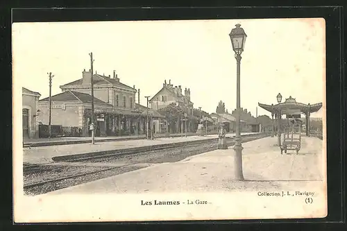 AK Les Laumes, La Gare, Bahnhof