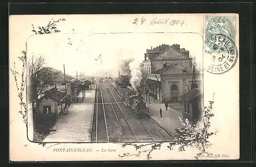 AK Fontainebleau, La Gare, Bahnhof