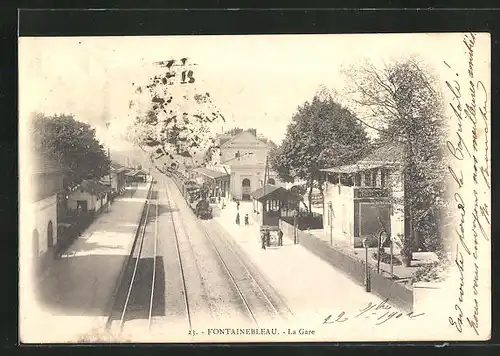 AK Fontainebleau, La Gare, Bahnhof