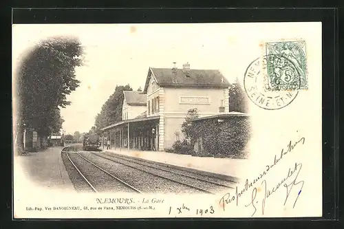 AK Nemours, La Gare, Bahnhof