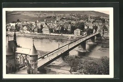 AK Traben-Trarbach, Ortsansicht mit Brücke aus der Vogelschau