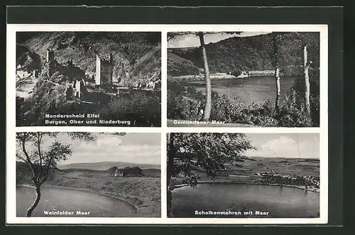 AK Manderscheid / Eifel, Burgen, Gemünden Maar, Weinfelder Maar