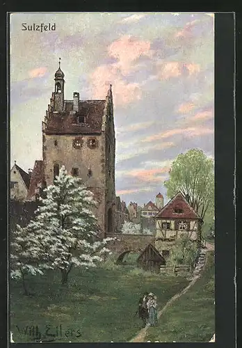 AK Sulzfeld / Main, Ortspartie am Kirchturm