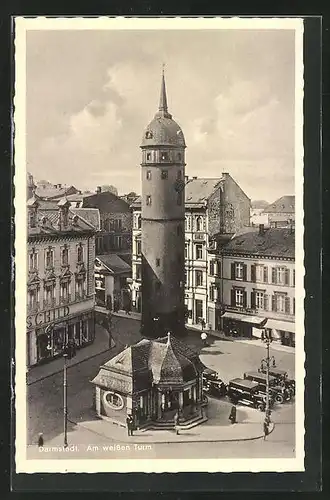 AK Darmstadt, am weissen Turm