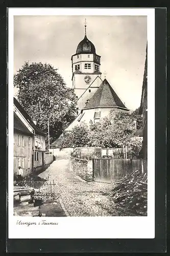 AK Usingen / Taunus, Ortspartie am Kirchturm