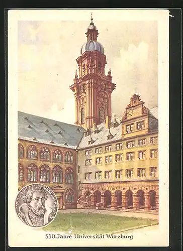 Künstler-AK Würzburg, Hof der alten Universität