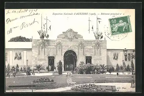 AK Auxerre, Exposition Nationale 1908, Batiment principal No 2