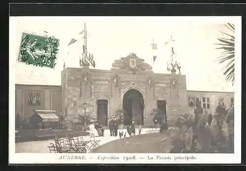 AK Auxerre, Exposition 1908, la Facade principale