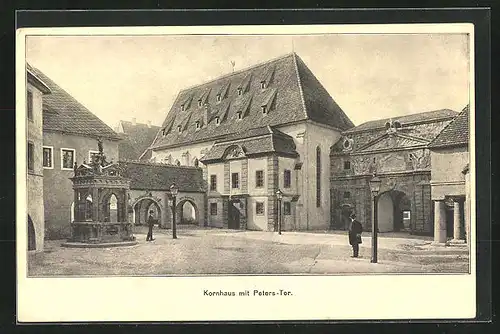 AK Leipzig, Intern. Baufachausstellung mit Sonderausstellung 1913, Kornhaus mit Peters-Tor
