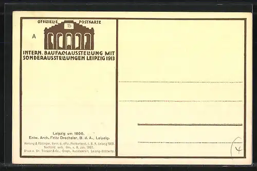 AK Leipzig, Intern. Baufachausstellung mit Sonderausstellung 1913, Goldener Brunnen mit Dominikanerkloster