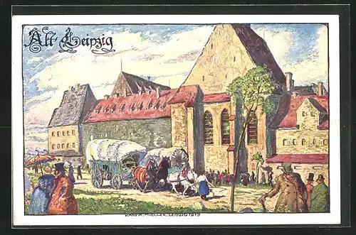 Künstler-AK Leipzig, Intern. Baufachausstellung mit Sonderausstellung 1913, Paulinum & Grimmaisches Tor