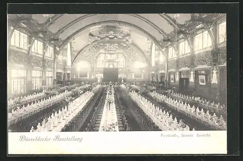 AK Düsseldorf, Industrie- und Gewerbeausstellung 1902, Innere Ansicht der Festhalle