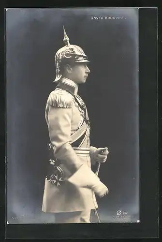 AK Kronprinz Wilhelm von Preussen mit Pickelhaube