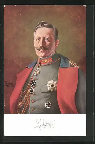 AK Kaiser Wilhelm II. mit Orden und Abzeichen an der Uniform
