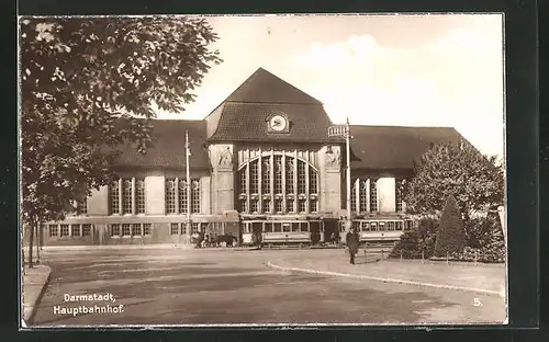 AK Darmstadt, Hauptbahnhof, Vorderansicht