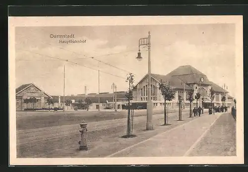 AK Darmstadt, Blick zum Hauptbahnhofsgebäude