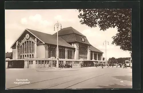 AK Darmstadt, Blick zum Bahnhofsgebäude