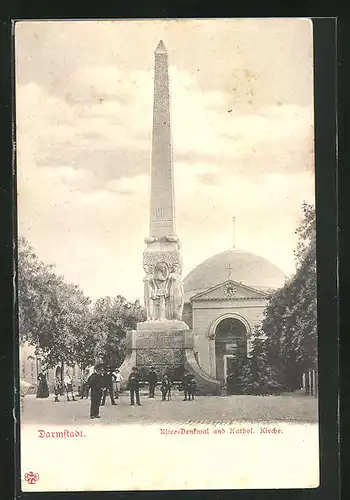 AK Darmstadt, Alice-Denkmal und Kathol. Kirche