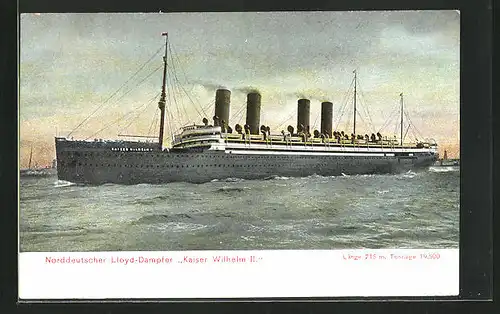 AK Passagierschiff Kaiser Wilhelm II verlässt den Hafen, Norddeutscher Lloyd