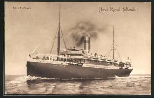 AK Passagierschiff S. S. Hollandia in voller Fahrt, Lloyd Royal Hollandais
