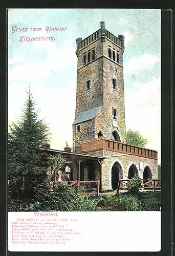 AK Rinteln / Weser, Rintelner Klippenturm, Liedtext Weserlied