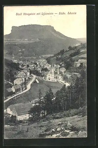 AK Königstein / Sächs. Schweiz, Ortsansicht mit Lilienstein