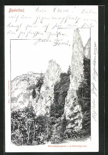 AK Thale / Harz, Hexentanzplatz u. d. Hirschgrund