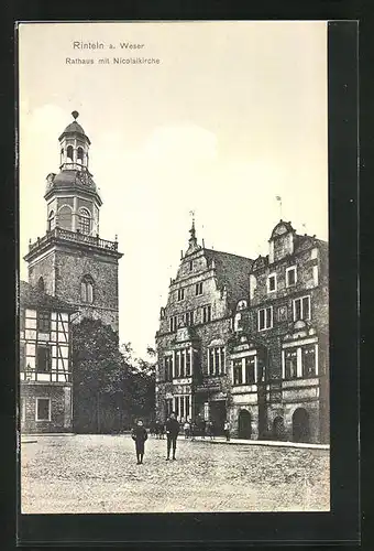 AK Rinteln / Weser, Rathaus mit Nicolaikirche