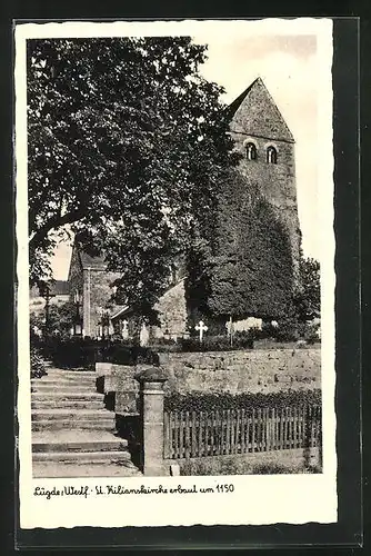 AK Lügde i. Westf., St. Kilianskirche erbaut um 1150