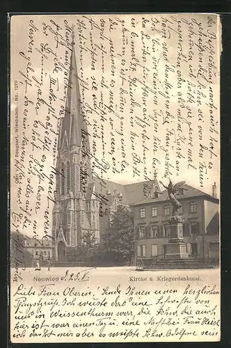 AK Neuwied, Kirche und Kriegerdenkmal