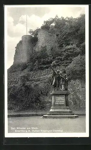 AK Bad Münster am Stein, Ebernburg mit Hutten-Sickingen-Denkmal