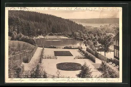 AK Braunlage / Harz, Kurgarten aus der Vogelschau