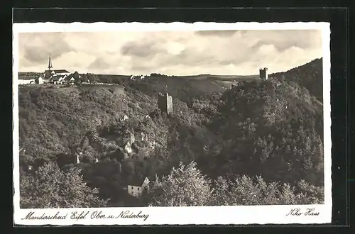 AK Manderscheid /Eifel, Blick zur Ober- und Niederburg