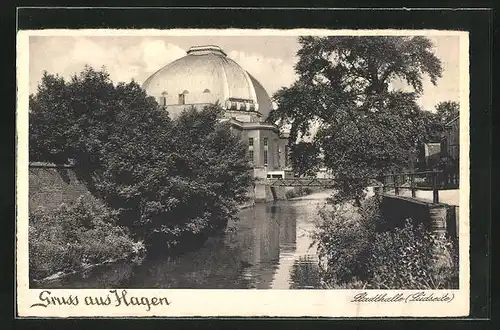 AK Hagen i.W., Südseite der Stadthalle