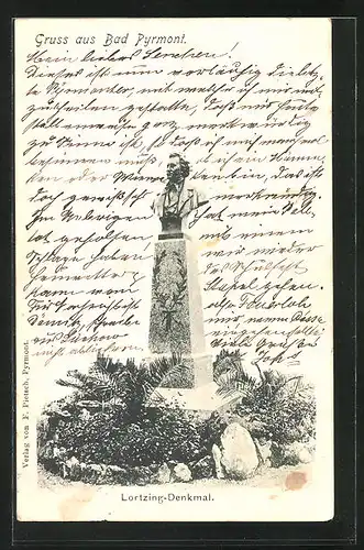 AK Bad Pyrmont, Lortzing-Denkmal