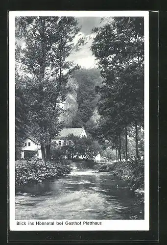 AK Hemer, Blick ins Hönnetal bei Gasthof Platthaus