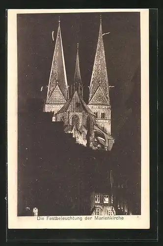 AK Lübeck, Festbeleuchtung der Marienkirche