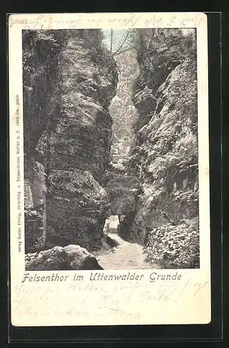 AK Wehlen in der sächs. Schweiz, Felsenthor im Uttewalder Grund