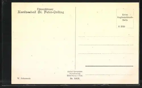 Künstler-AK Nordseebad St. Peter-Ording, Friesenhäuser