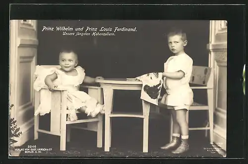 AK Prinz Wilhelm und Prinz Louis Ferdinand von Preussen beim Spielen
