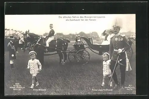 AK Prinz Louis Ferdinand und Prinz Wilhelm von Preussen als Zuschauer bei der Parade