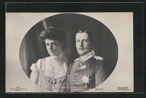 AK Prinz Eitel Friedrich von Preussen in Uniform mit Gemahlin