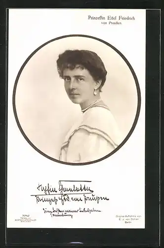 AK Prinzessin Eitel Friedrich von Preussen im Passepartout-Rahmen