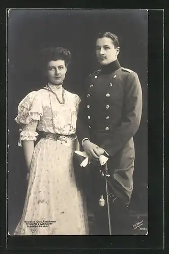 AK Prinz Eitel Friedrich von Preussen in Uniform mit Gemahlin