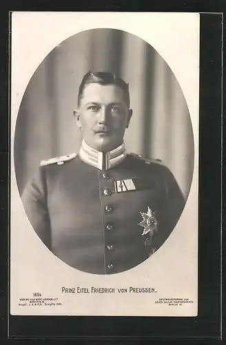 AK Prinz Eitel Friedrich von Preussen in Uniform, Passepartout-Rahmen